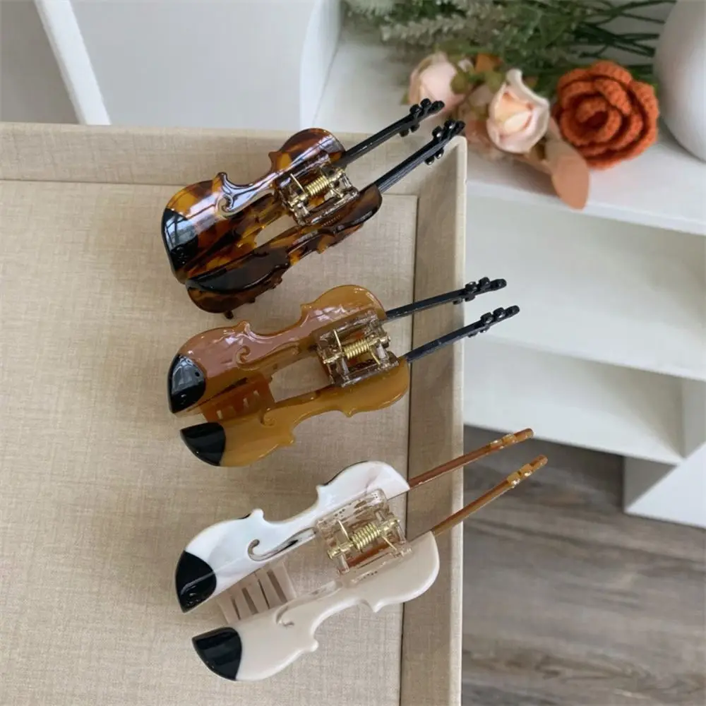 

Funny Acetic Acid Acetate Guitar Hair Claw Video Tape Violin Music Hair Clip Creative Grab Clip Big Shark Clip Daily