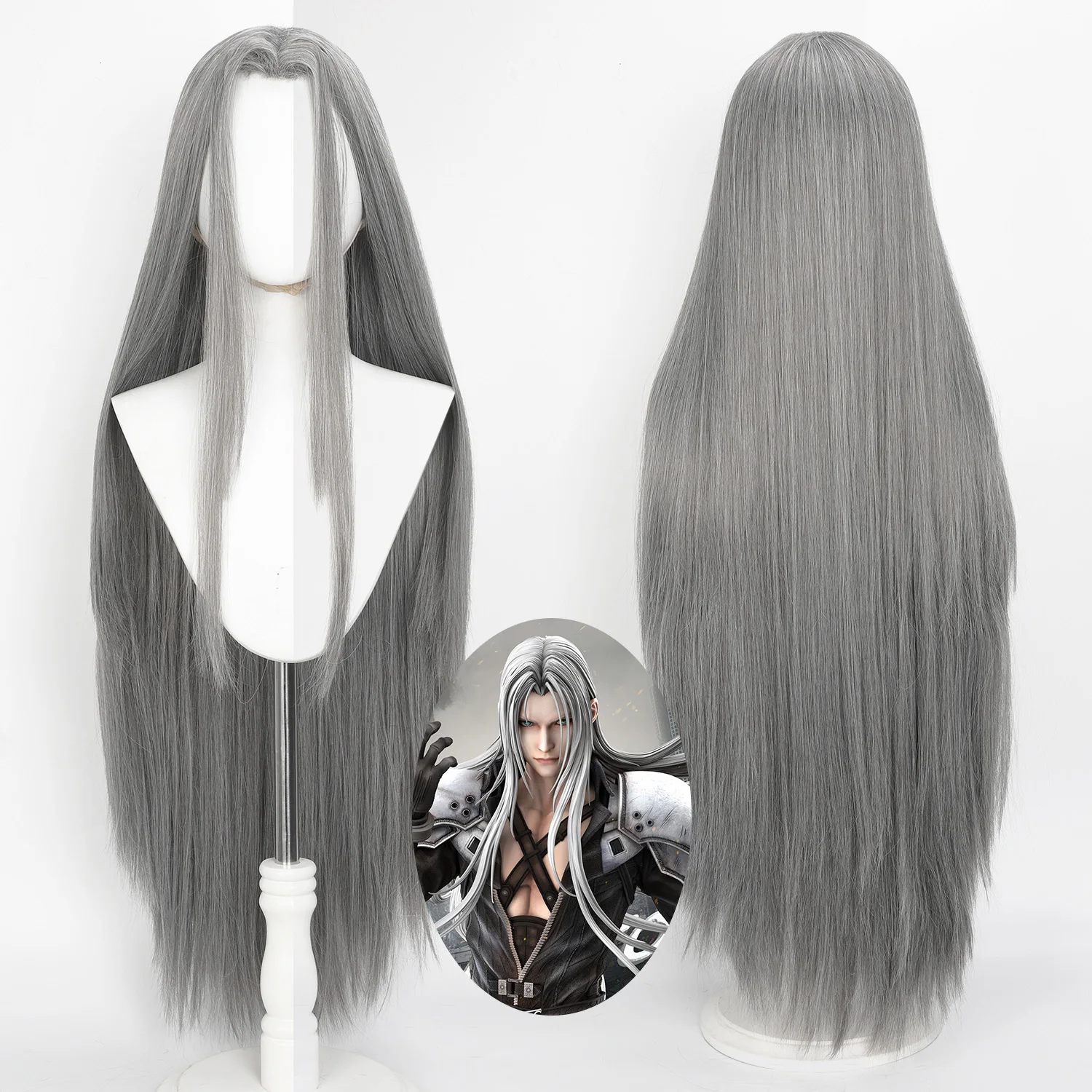 

Role-play wigs Final Fantasy anime Sephiroth gray FF7 game role-play anime composite hairline bangs