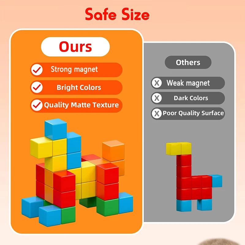 Magnetic Cube Children's Assembled Educational 32-96PCS Building Blocks Cube Teaching Aids Magnetism Toys for Toddlers Blocks