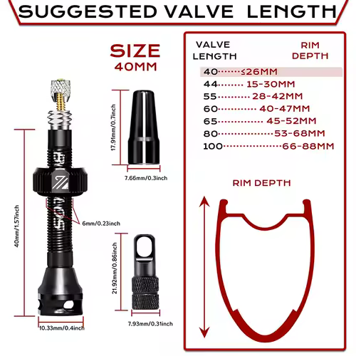 BUCKLOS 40/44/55/60/65/80/100mm Tubeless Valves Bike Aluminum Alloy Presta Nipples Removable Core Air Valve for Road MTB Bicycle - Image 7
