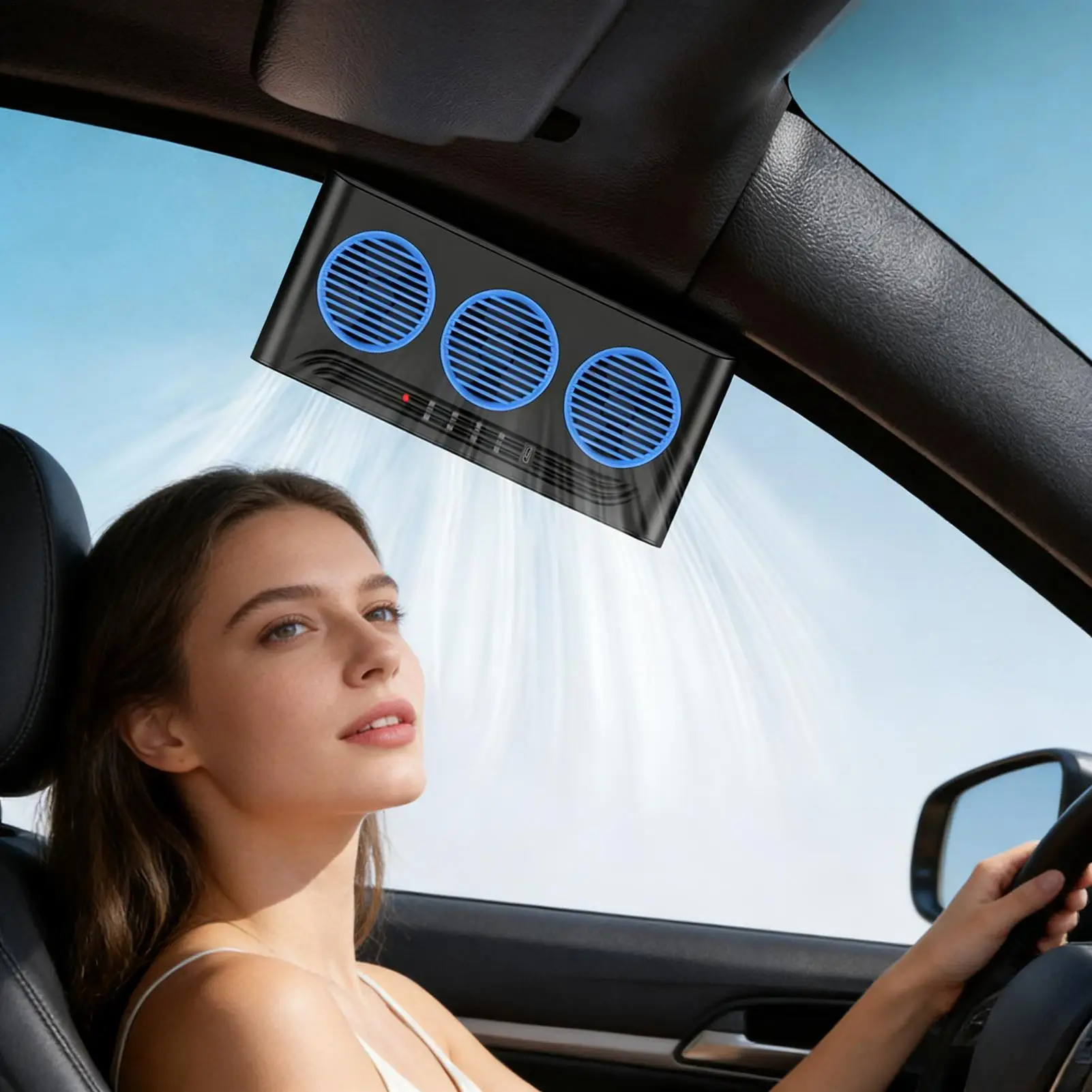 Fan For Car 3 Outlets Solar Powered Exhaust Cooler Car Exhaust Fan For Van SUV Truck RV Highway Road Trip Daily Driving