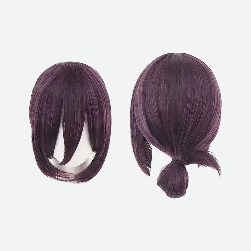 Anime Wig Reze Cosplay Wig Purple Integrated Ponytail Wig Rose Net Cap Heat Resistant Synthetic Fiber Wig for Halloween Costume
