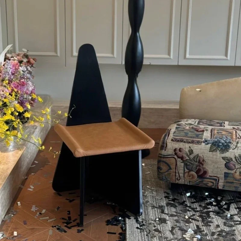 

Medieval solid wood triangular backrest chair simple retro casual coffee single chair