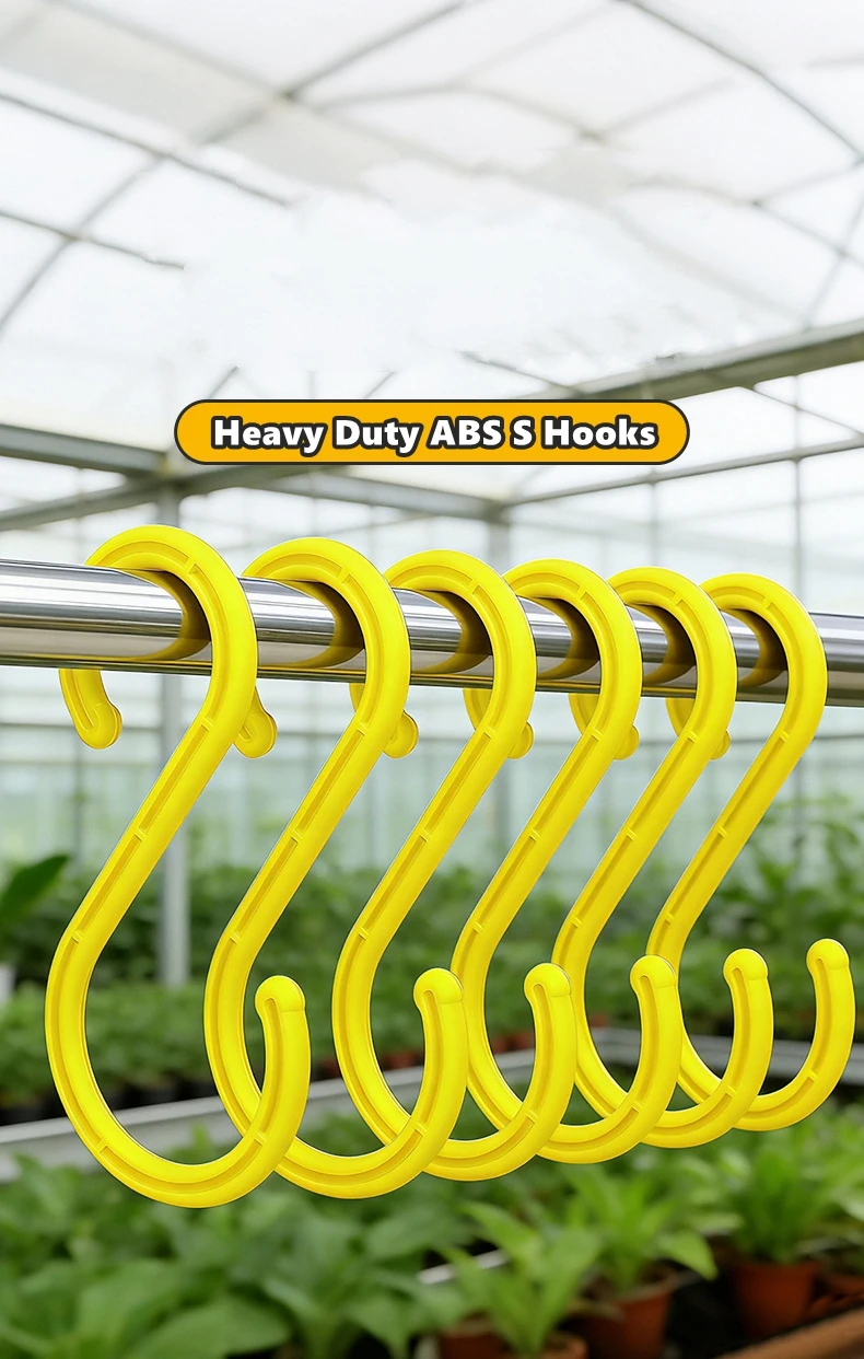 Heavy Duty S Hooks, Hooks for Hanging Heavy Duty, Sturdy Non Slip Yellow S Hooks for Hanging Closet,Kitchen,Bathroom,Ga