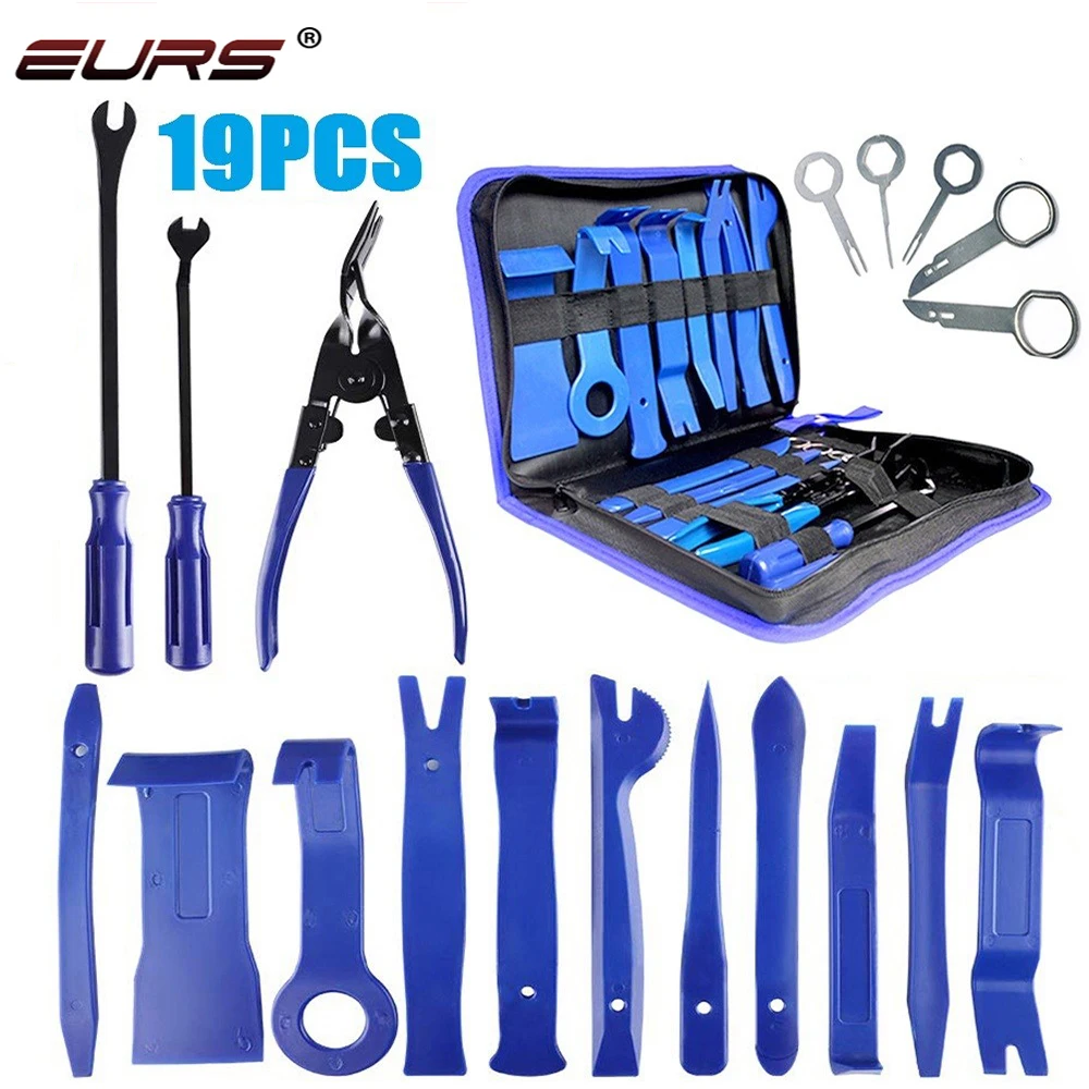 

EURS Car Audio Repair Tools Clip Rivet Fastener Door Panel Trim removal Auto Interior Disassembly car Pry Removal Tool Kit