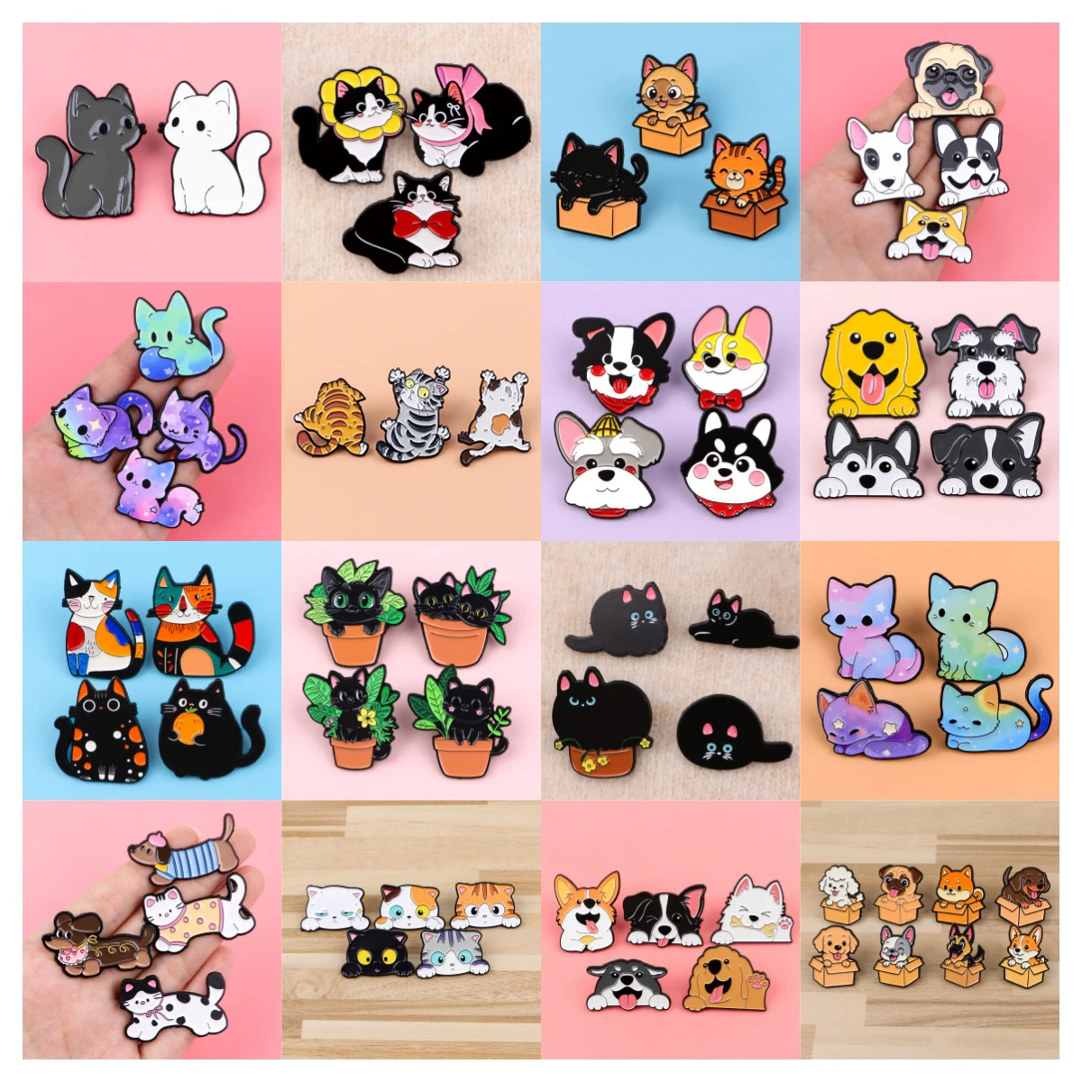 

2-20pcs/set Mixed Pet Cats Dogs Enamel Brooches Lapel Pin Badge on Backpack Clothing Accessories Fashion Jewelry Friends Gifts