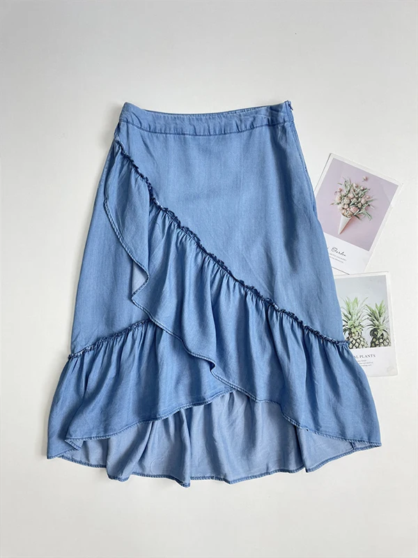 

Pure Women's Asymmetrical A-Line Skirt Crossed f-length Silk Fabric D600% Spring Summer New Sle Commute Casual Midi Skirt