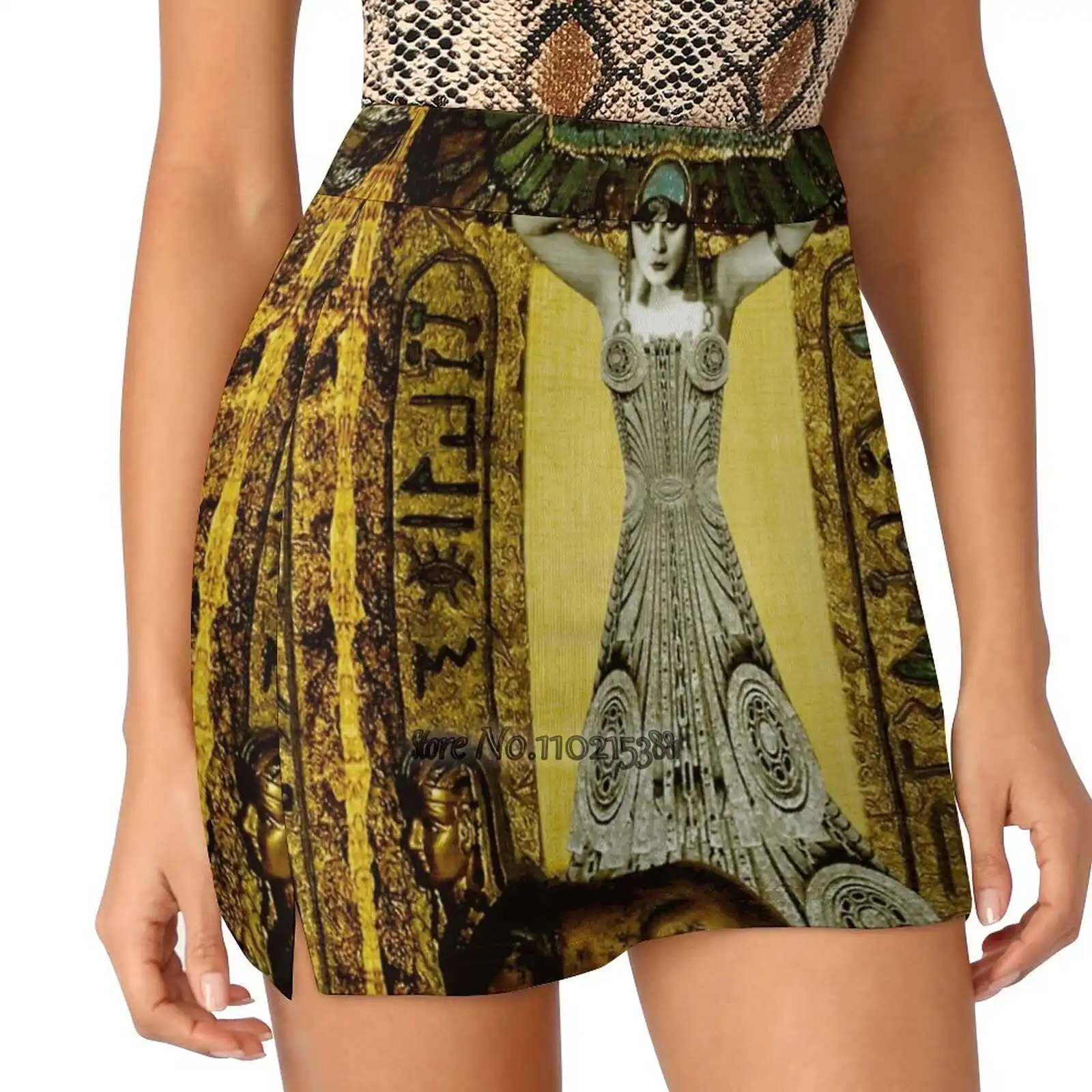 Theda Bara S-4Xl Tennis Skirts Golf Fitness Athletic Shorts Skirt With Phone Pocket Collage Star Ancient Egypt Silent Movie