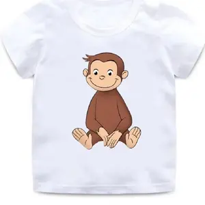 여름 아기 소년 T 셔츠 호기심 많은 조지 만화 인쇄 아이 티셔츠 재미있는 원숭이 어린이 소녀 탑의 옷 8 최고의 영업 소년 조지 - boy2