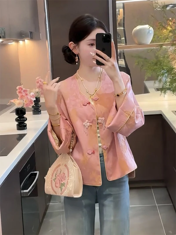 

New 2026 Chinese Style Short Jacket Women's Spring New High-End Sensation Personality Slimming Zen Style Button up Top