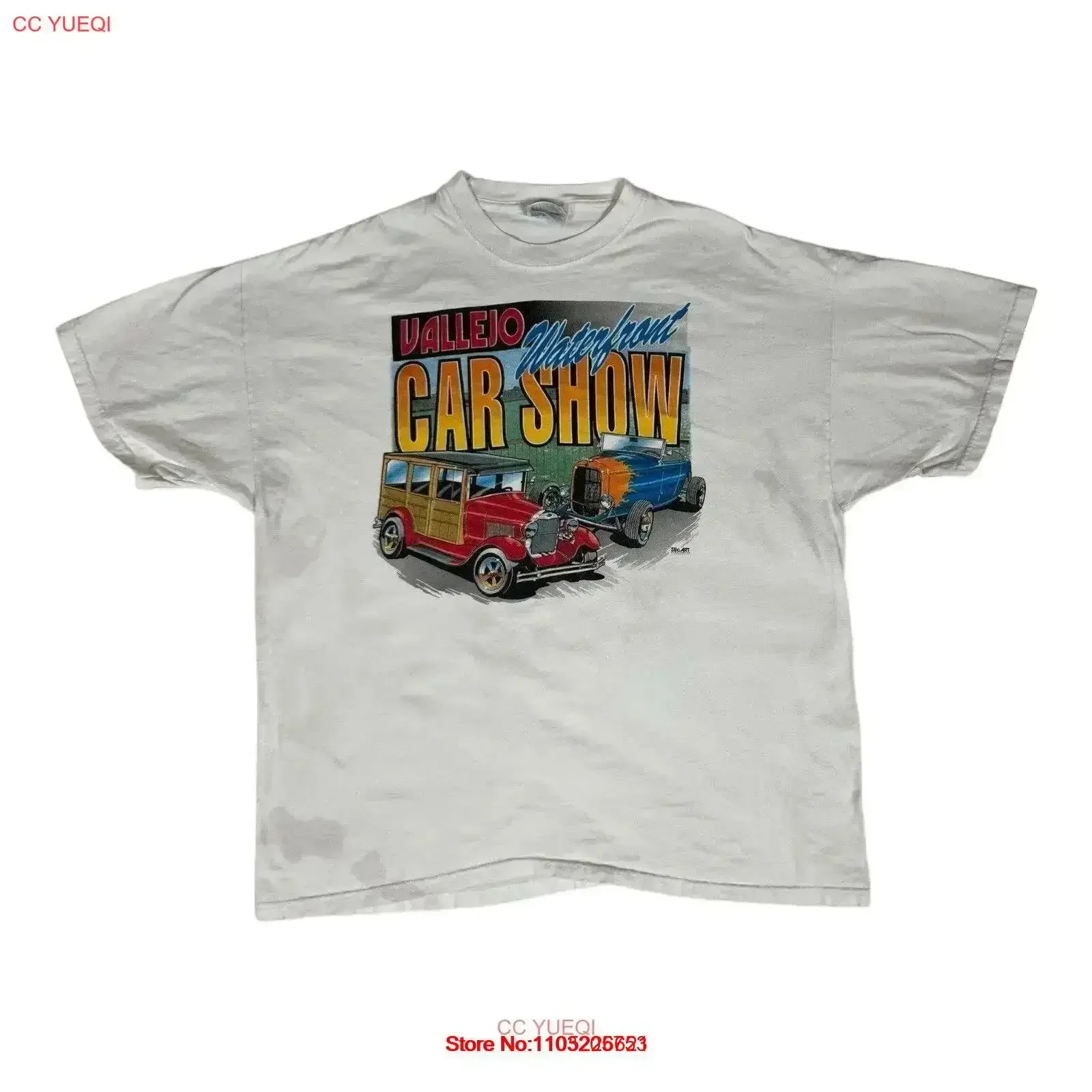 Vintage Vallejo Waterfront Car Show camiseta tamaño XL Hot Rod Woody Cars lavado ligeramente transpirable vintage lavado