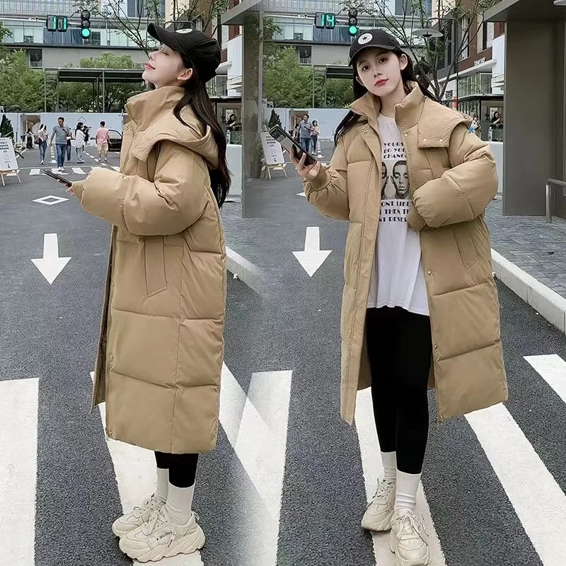 Winter Down Cotton Jacket 2024 New Casual Hooded Medium To Long Outerwear Female Korean Fashion Thicken Keep Warm Parkas Coat