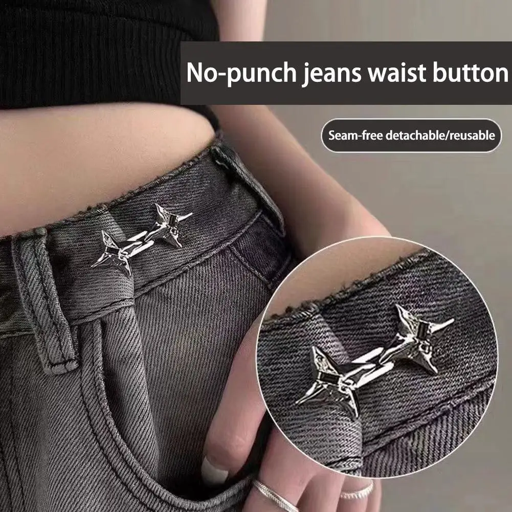 Temperament Four Pointed Star Waist Tightening Tool, Adjustable Waist Buckle, Fashionable Jeans, Fixed Waist Buckle