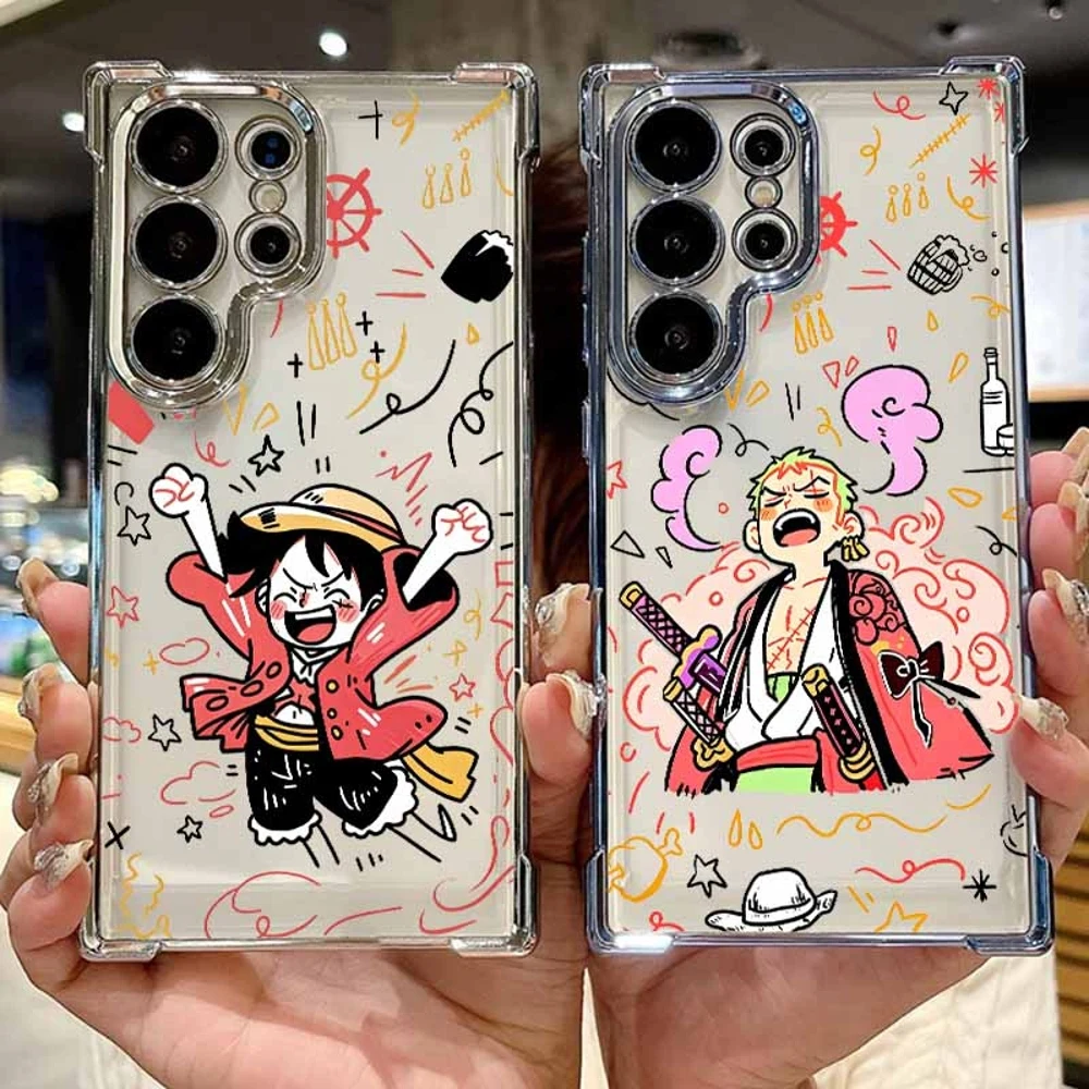 Anime One Piece Handyhülle für Samsung S26 S25 Edge S24 S23 S22 S21 S20 FE Ultra Plus Lite, galvanisiert, sturzsicher