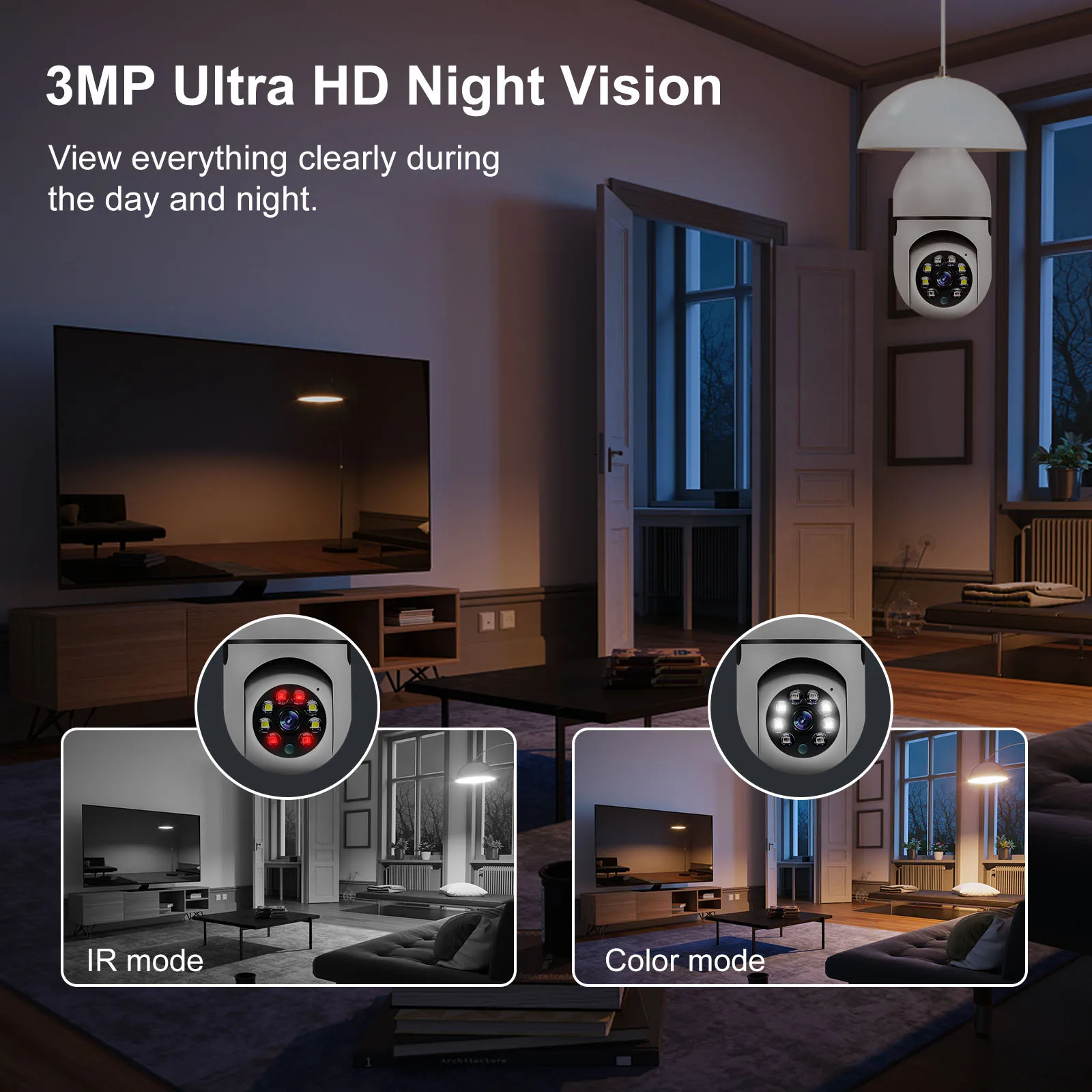 3MP Wifi IP Camera Surveillance Video 4X Digital Zoom CCTV Security Wireless Outdoor Monitor Audio Night Vision Human Detection