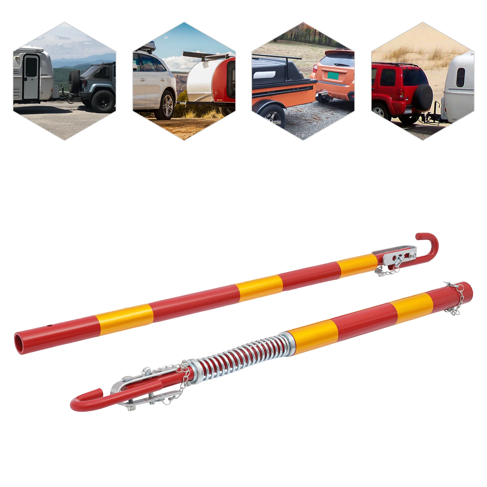 3-Ton trekstokken schokabsorberende trekhaak, 3000 kg stijve trailerstang ijzeren auto trekhaak trekhulpmiddel voor aanhangwagenredding