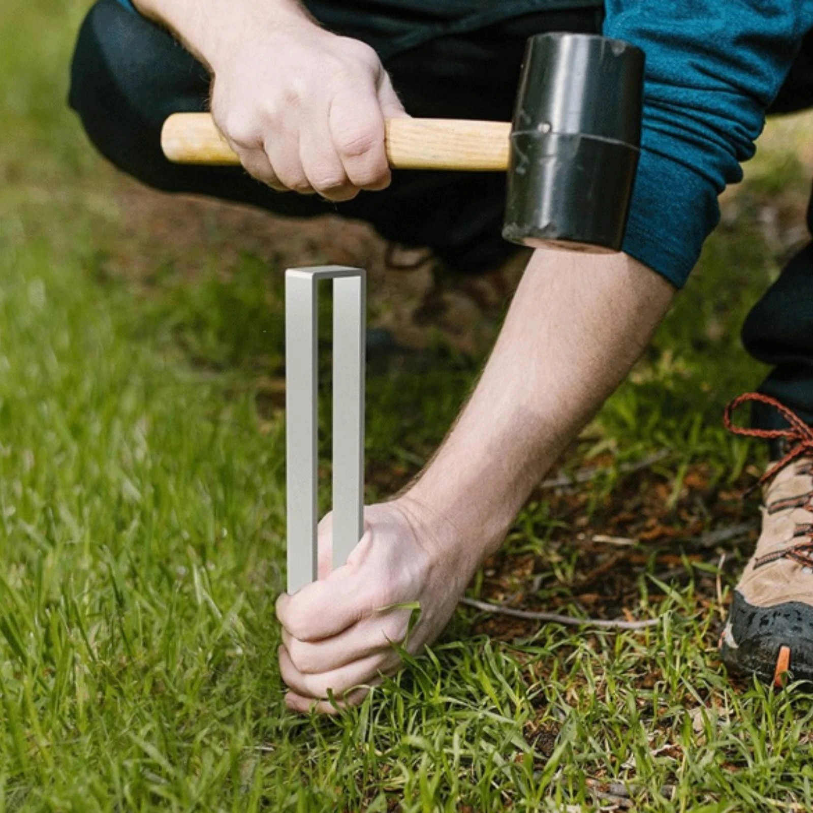 4 Pieces Ground Anchor Rust Proof U-Shaped Ground Anchor Stake Garden Stakes Reusable for Outdoor Structures, Camping