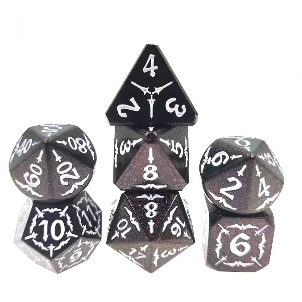 7-piece DND Metal Set for Cool Style Eagle Halloween Role-playing Game Metal Dice Digital Geometric Dice D&D Dice D4 D6 D8~D20