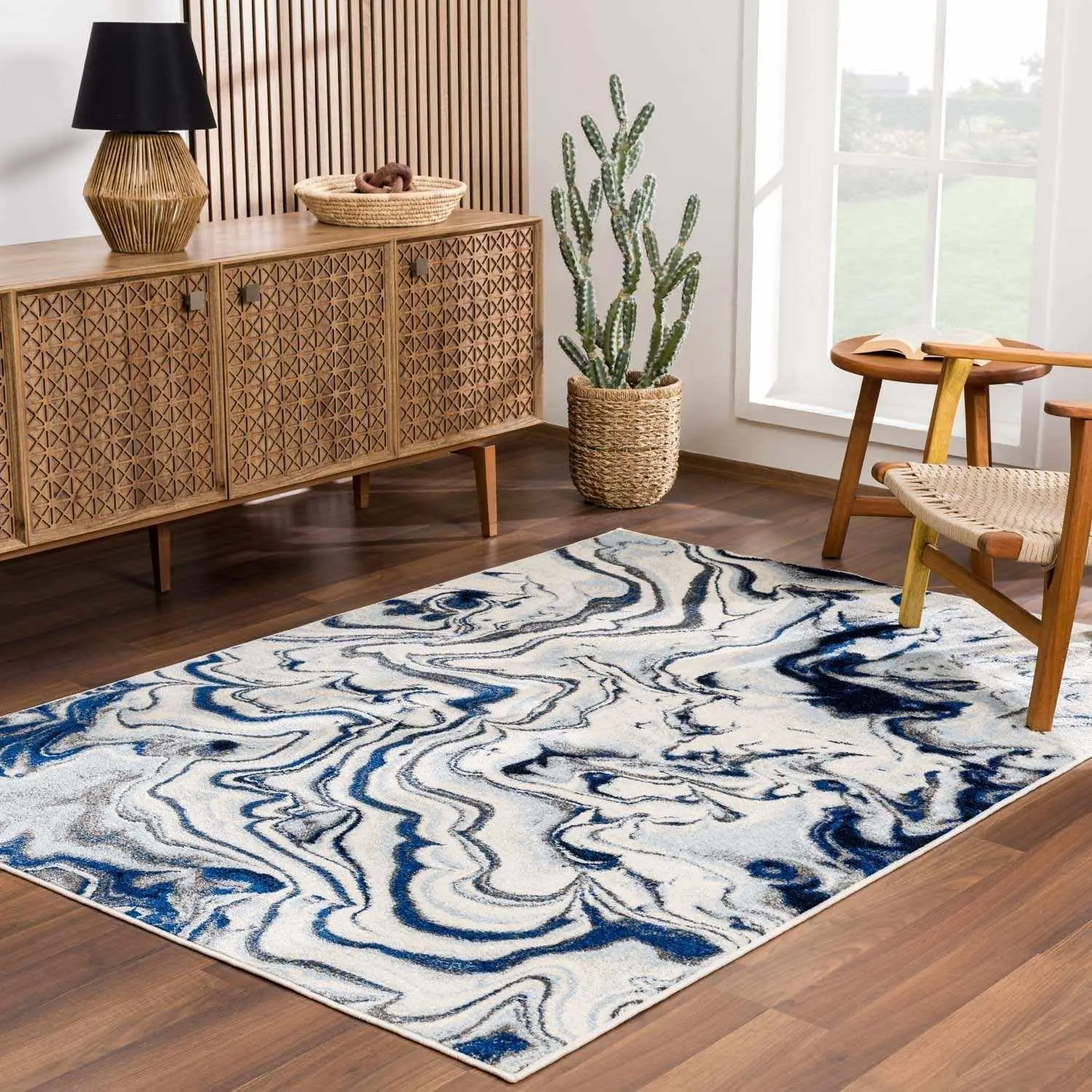 

Abstract Coastal Living Room Bedroom Dining Room Area Rug Marble Swirl Pattern Carpet Modern Contemporary Bohemian