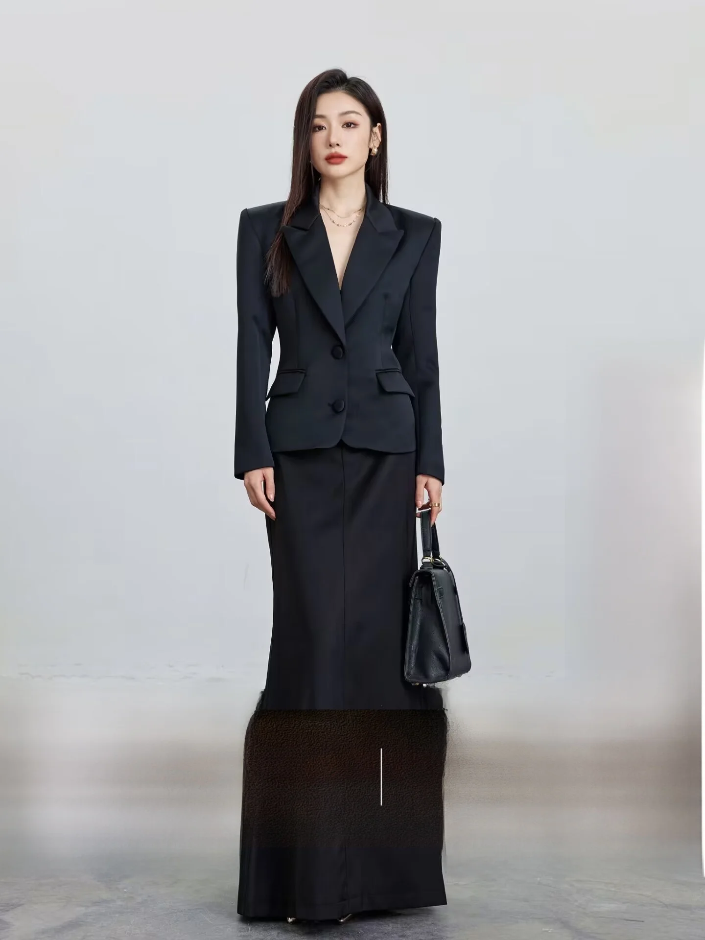 

MOSU Bla Slim Fit Mat Fini Женское пальто полотняного переплетения длиной ort Long Sve Топ на одной пуговице Profional