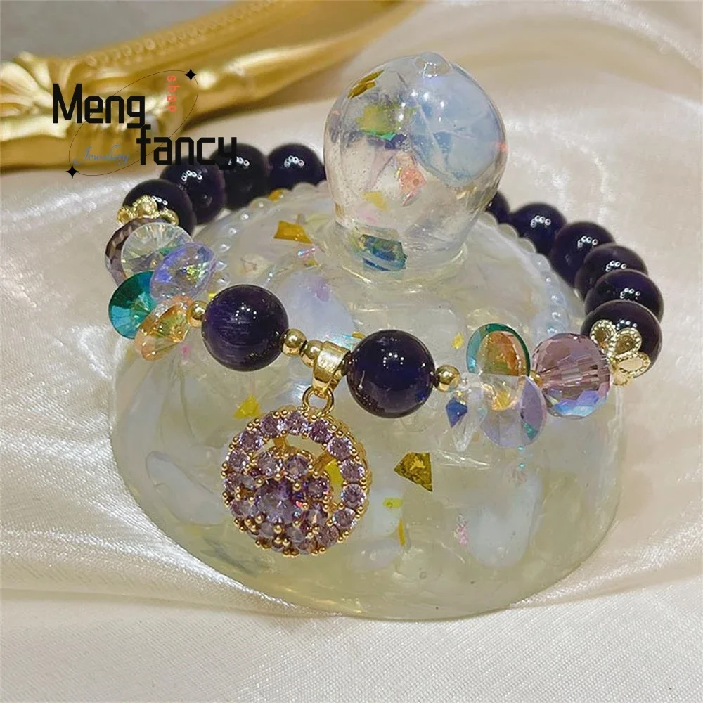 

Rotating Amethyst Bracelet Female New Micro Inset Super Flash Crystal Ins Style Fashion Temperament Exquisite Luxury Jewelry