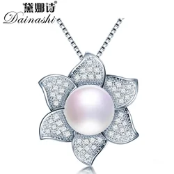 Dainashi 100% Genuine Natural Freshwater Pearl Necklace for Women Hot Sale 925 Sterling Silver Cross Zircon Pendant Jewelry