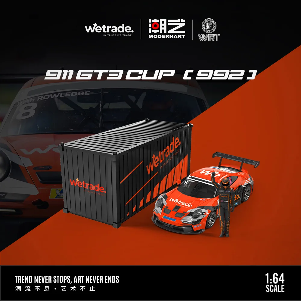 

*Pre-order*ModernArt 1:64 911 GT3 Racing Car No.8 Container Truck Set Alloy Car Model for Collection&Display&Gift
