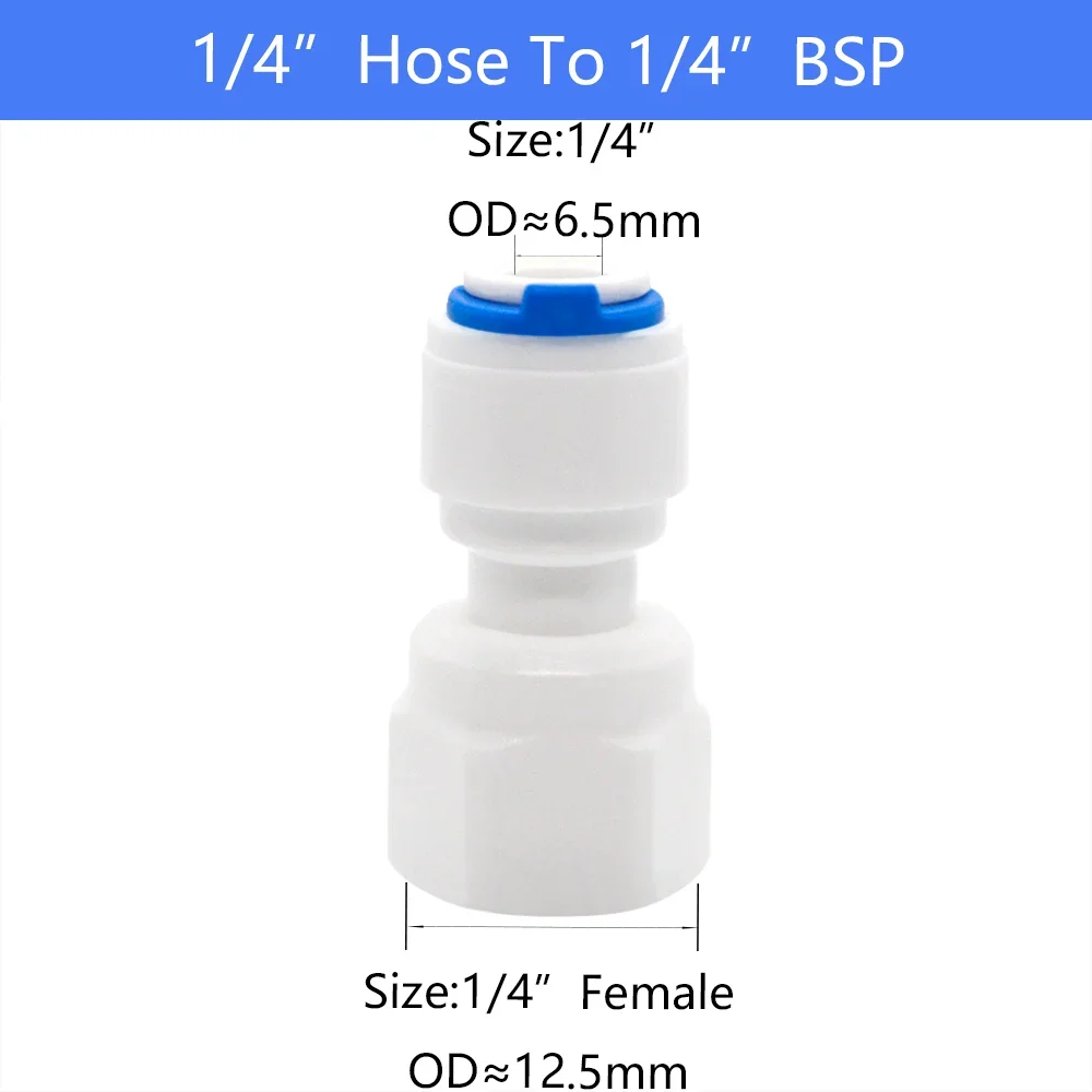 Adaptador de rosca hembra para acuario RO, tubo de combinación recta, conector rápido 1/8, 1/4, 3/8, 1/2, 3/4BSP