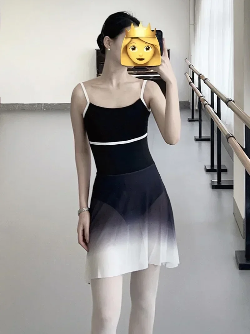 Spódnica do tańca baletowego damska wysokiej jakości miękka siateczka z nadrukiem trykot sukienka dziewczęca praktyka taneczna długa spódnica