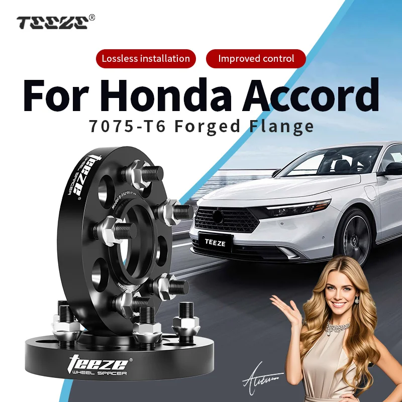 Teeze 2/4pcs 5x114.3 CB 64.1mm M12x1.5 Hub Centric Black Forged wheel spacer For Honda Accord Flange Plate15/20/25/30/35mm