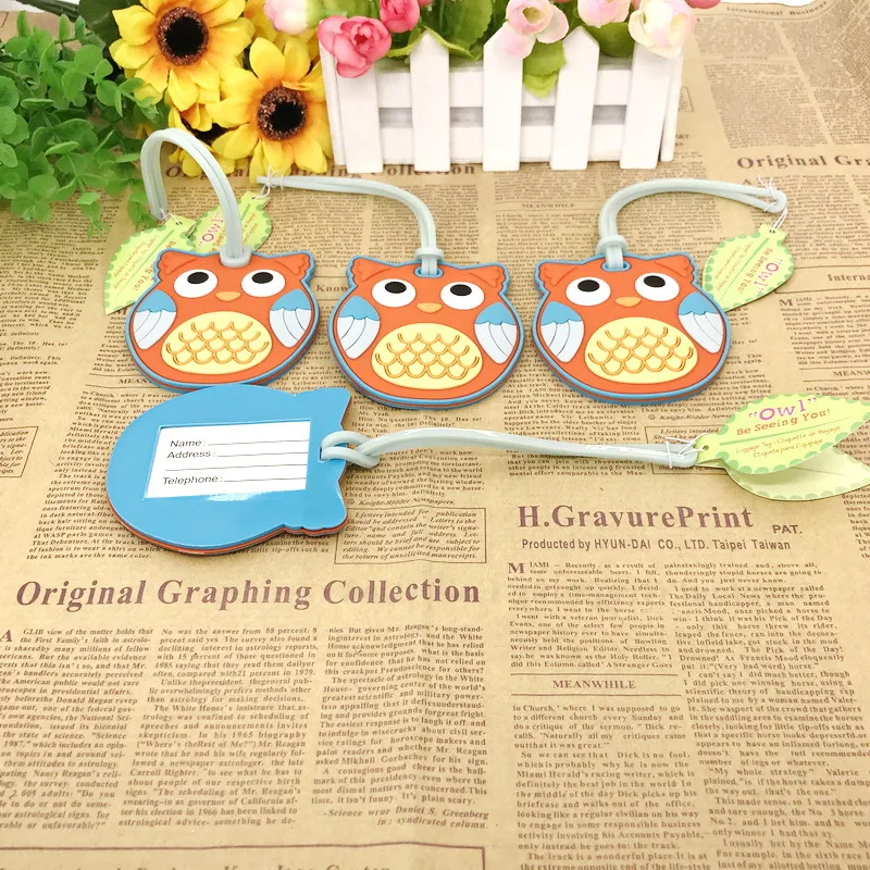 10pcs Colorful Owl Luggage Tag Soft Rubber Owls Baggage Tags Perfect For Baby Shower, Bridal&Wedding Favors,Party Giveaways