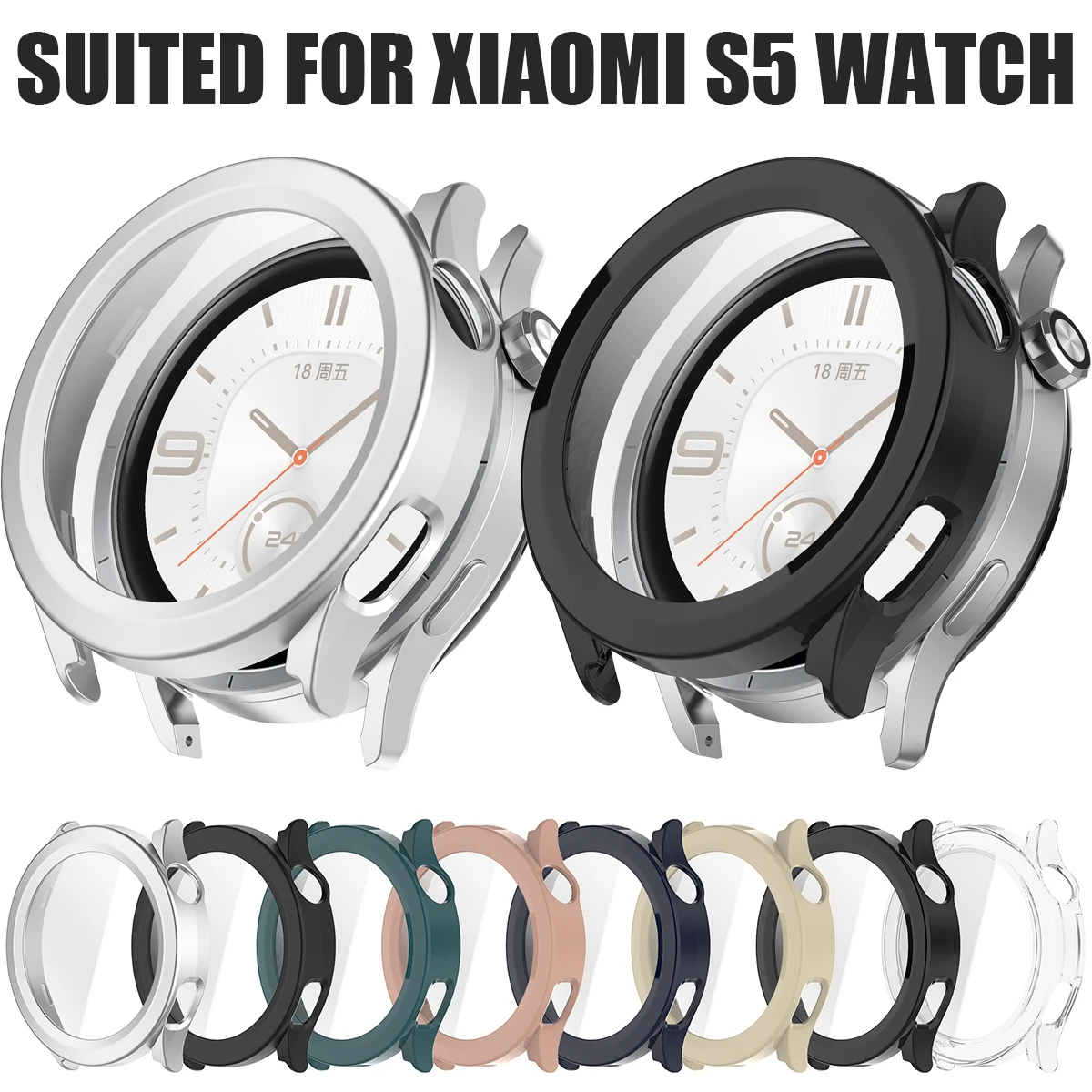 PC Case+Glass for Xiaomi Watch S5 Smart Screen Protector Anti-scratch Film Bumper Protective Cover for MI Watch S5 Accessories
