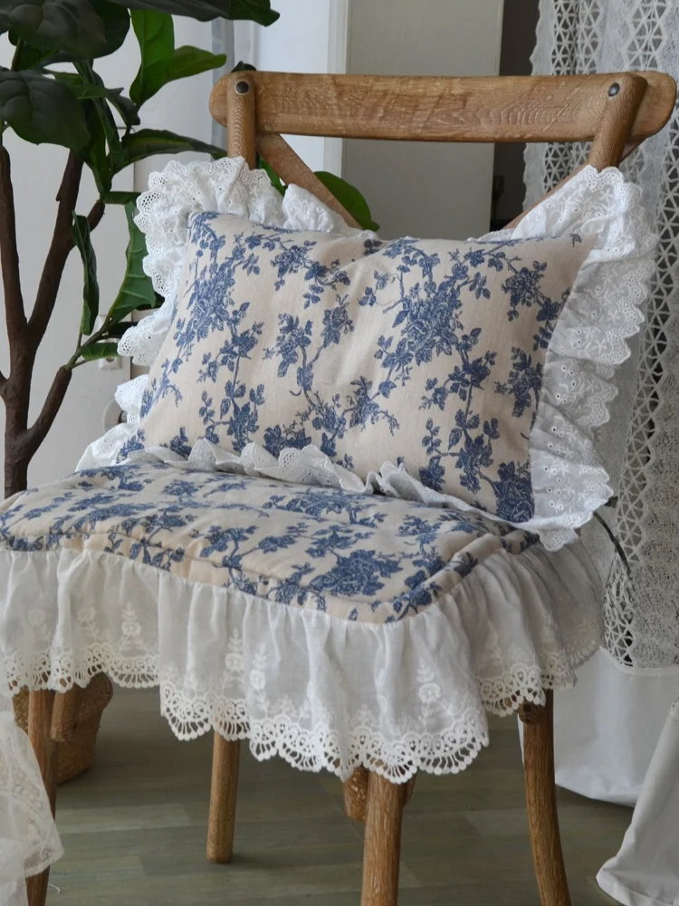 

Тонкий дышащий противоскользящий кружевной коврик для стула в американском стиле, ткань Cuion, художественный домашний декор, растительный цветочный узор