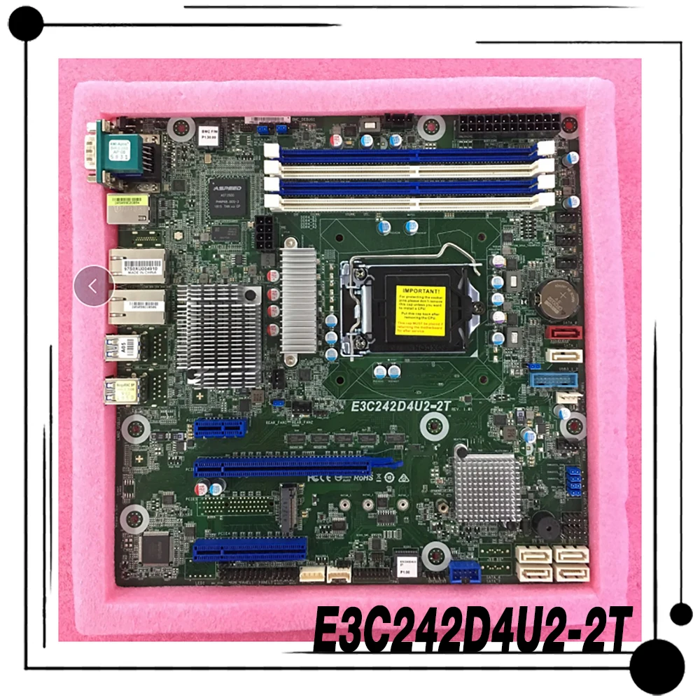 For ASRock Server Motherboard C242 LGA1151 DDR4 Support XeonE2100/E2200 E3C242D4U2-2T