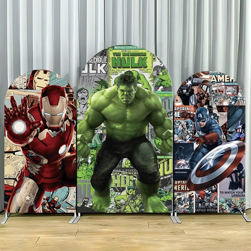 Funda de fondo de una sola capa con diseño de Arco de Marvel, no elástica, para fiestas de superhéroes de Marvel: Iron Man, Hulk, Capitán América, cómics.