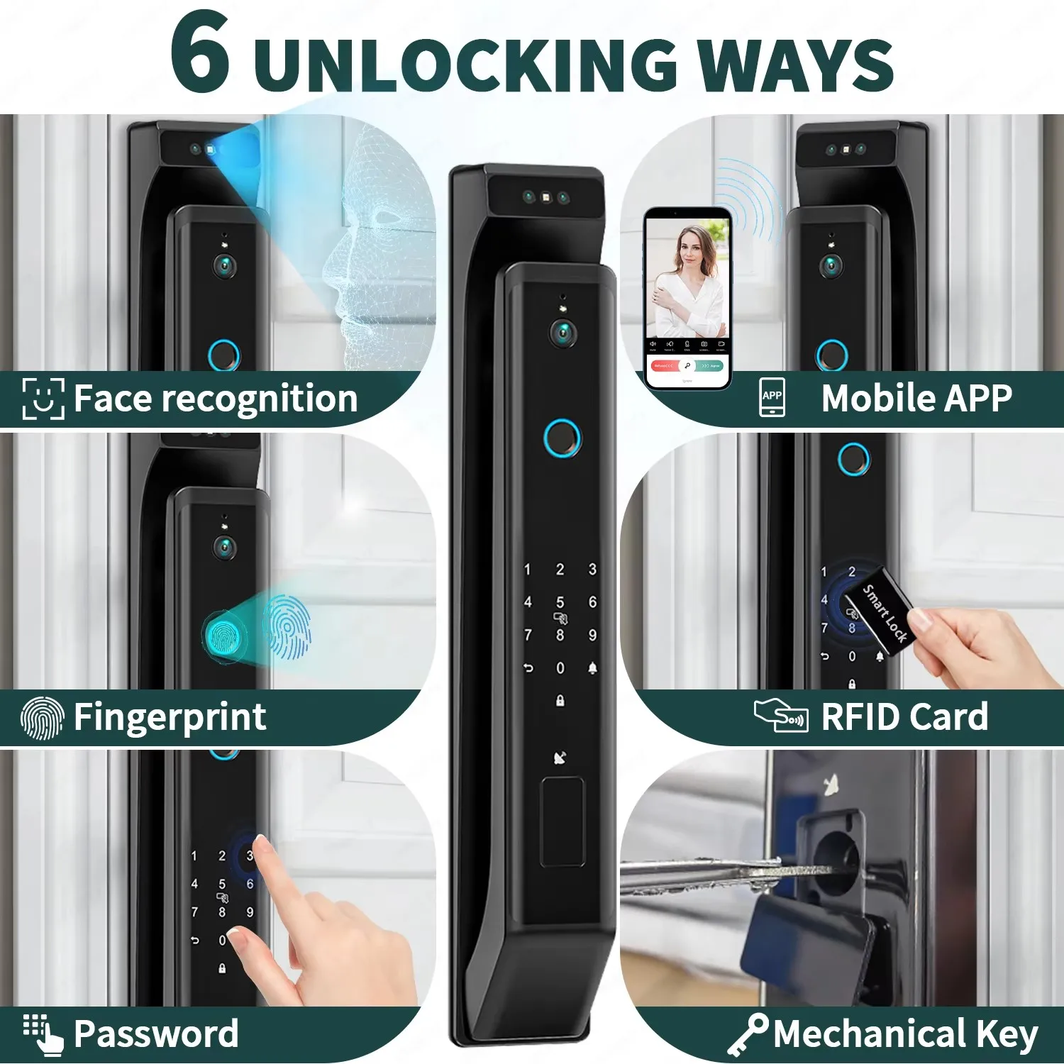 Tuya wifi Digital Electronic lock 3D face Smart door lock Password Camera video call For Home Electronic Lock  TTLock