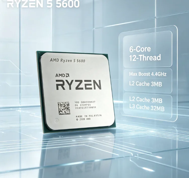 Old AM4 Motherboard Upgrade Processor AMD R5 5600 Zen3 6C12T 32MB L3 Cache 3.5GHz 65W CPU Without Cooler