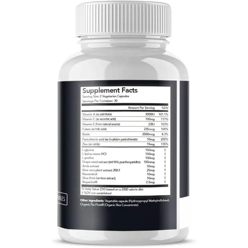 Pure Vegan Collagen Supplement - Makes Hair, Skin, and Nails Healthy | Pure Vegan Capsules (60 Capsules)