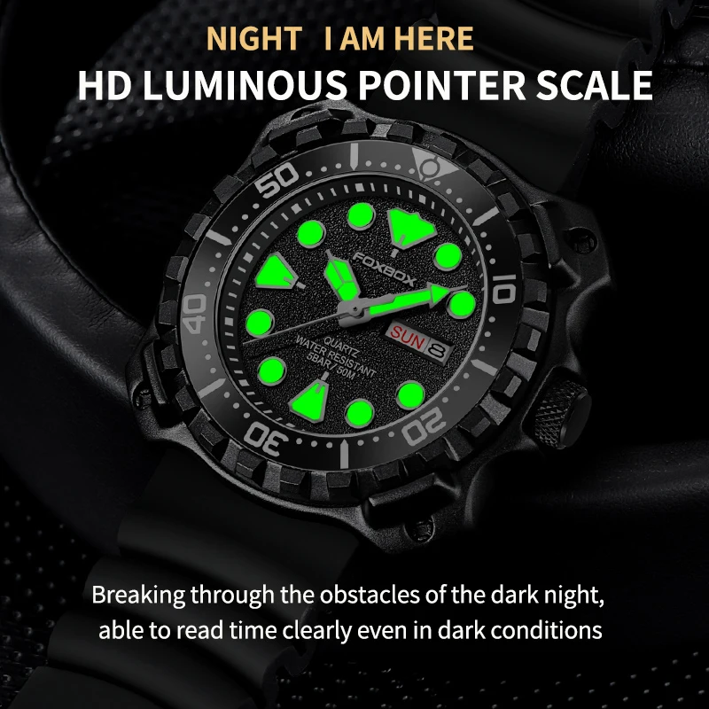 FOXBOX NEW Fashion Quartz Watches for Men Luxury Casual Sport Man Watch Waterproof Luminous Week Date Wristwatch Male Clocks+Box