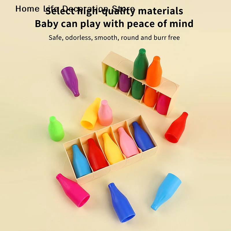 Children's Fun Beverages Color Match Toys 10/20bottles + Base, Early Childhood Guessing Game Memory Training Interactive Puzzle