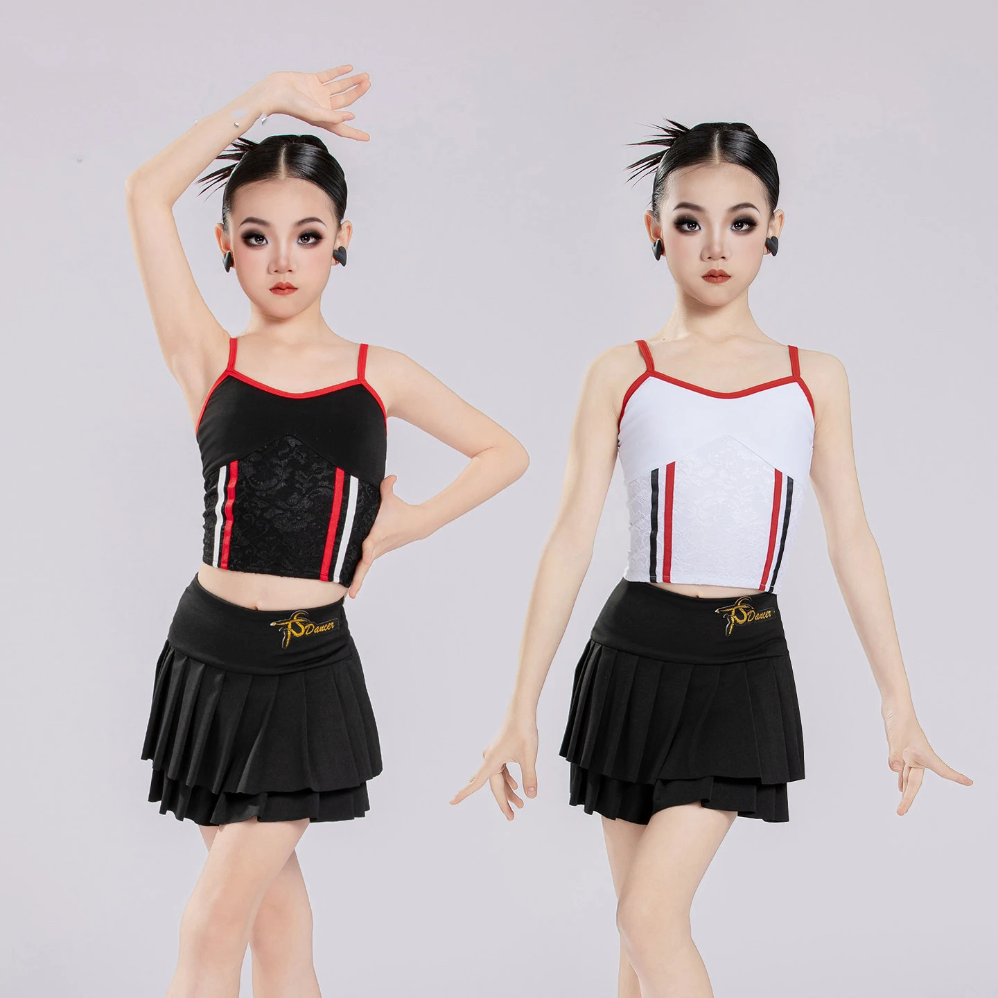 

2026 Children Costume Latin Dance Dress Practice Clothing Girls Top Skirt Samba Dance Training Performance Stage Wear DN23380