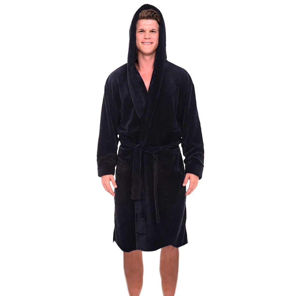 Autumn Winter Thicken Robe Men Kimono Bathrobe Gown Nightgown Warm Flannel Male Nightwear Intimate Lingerie Plus Size Homewear