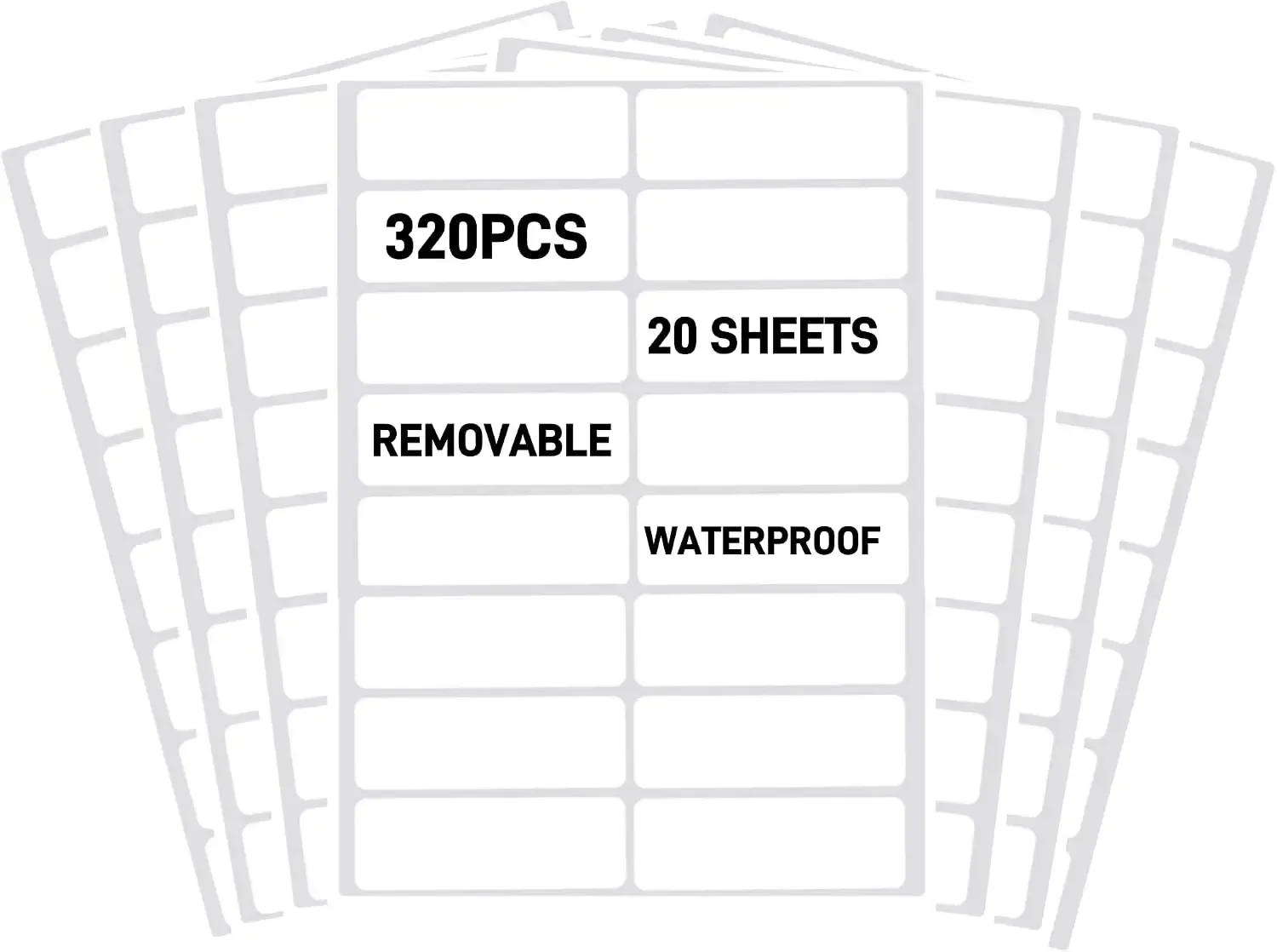 

320PCS Removable Waterproof Labels for Bottles & Containers - 0.62x2.35 inch Blank Name Tags for Kitchen, Food, Jars, and File Folders