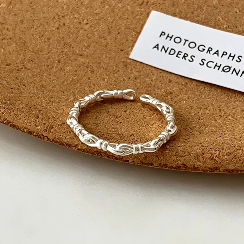 Women's 925 Sterling Silver Adjustable Black Stone Stackable Ring