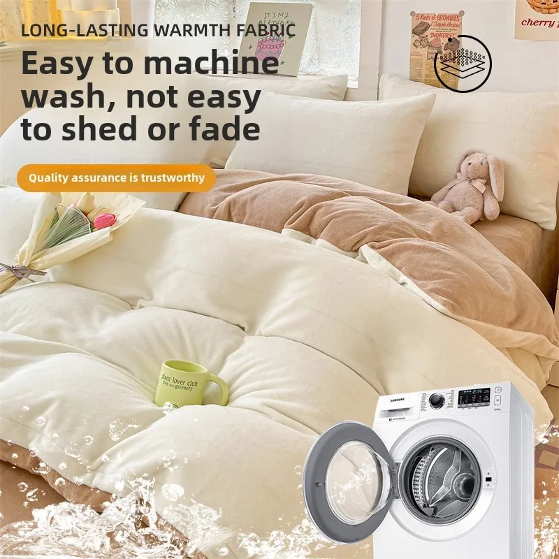 

Solid Color Milk Velvet Double-Sided Plush Flannel Coral Velvet Single Quilt Cover Suitable for Bedroom Double Bed Single Bed Winter Thickeneded Multi-Size 150/180/200/220cm