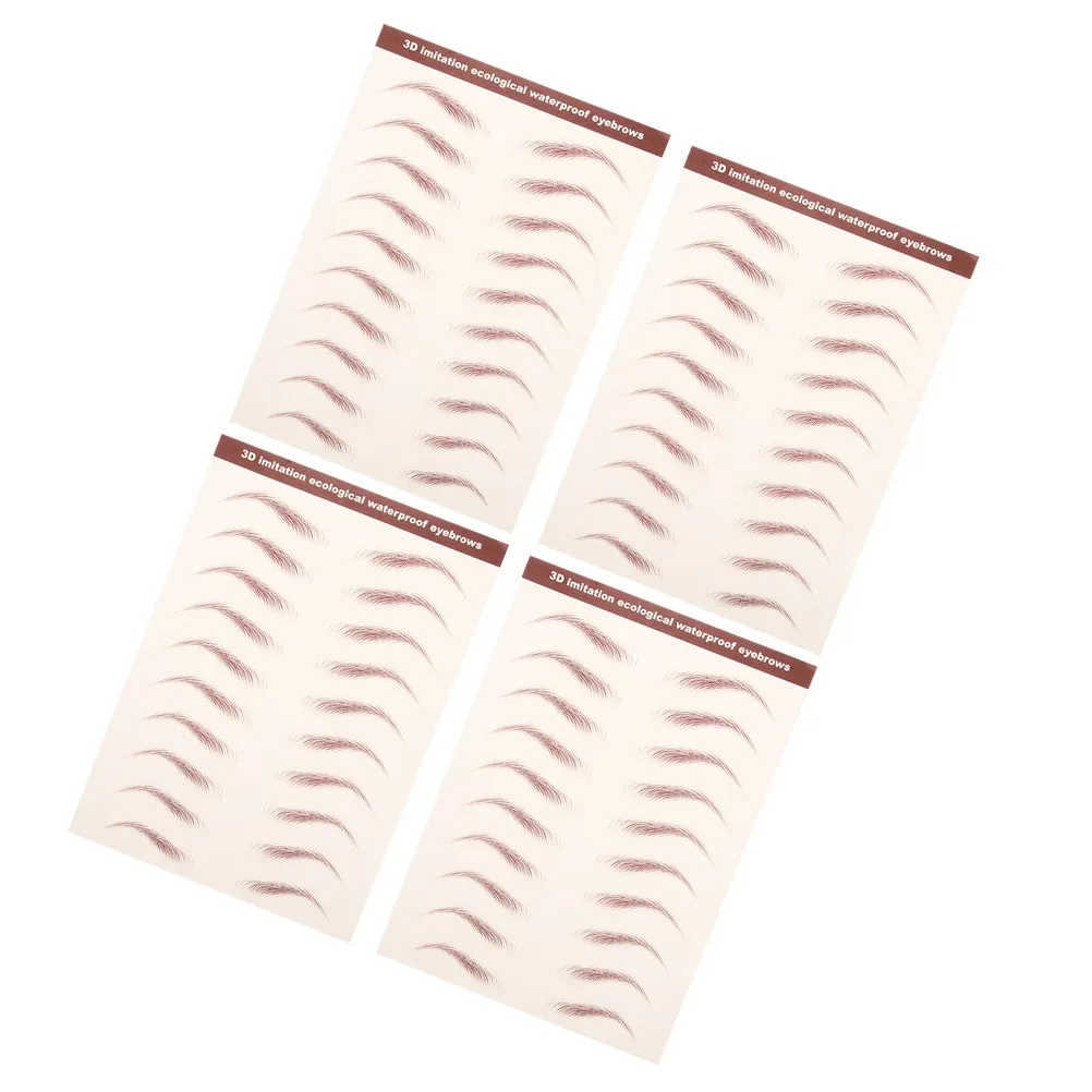 4Sheets Waterproof Eyebrow Tattoo Stickers 3D Hair-Like Natural-Looking Brow Transfer Waterproof Long-Lasting Peel Off Eye Brow
