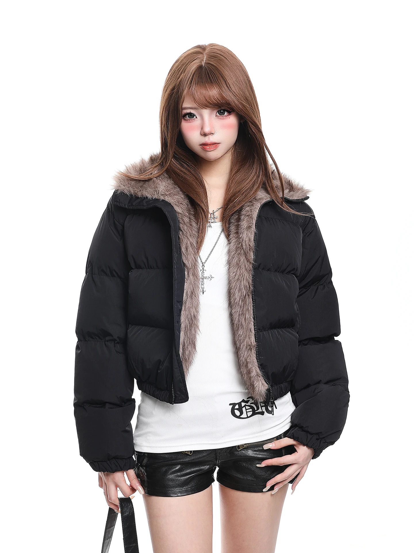 

Американская утепленная хлопковая куртка свободного кроя с воротником-стойкой для женщин, зимняя модная верхняя одежда для повседневной носки