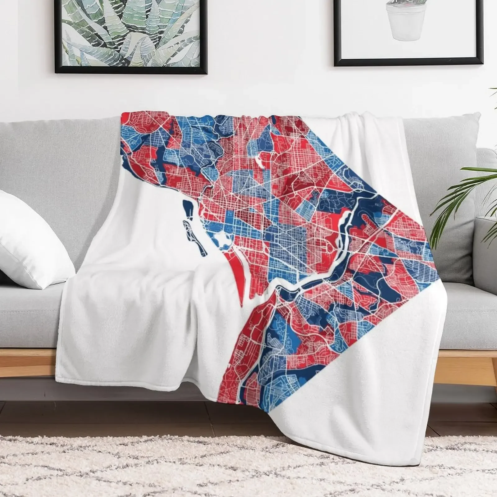 Washington DC Neighborhood Map Throw Blanket