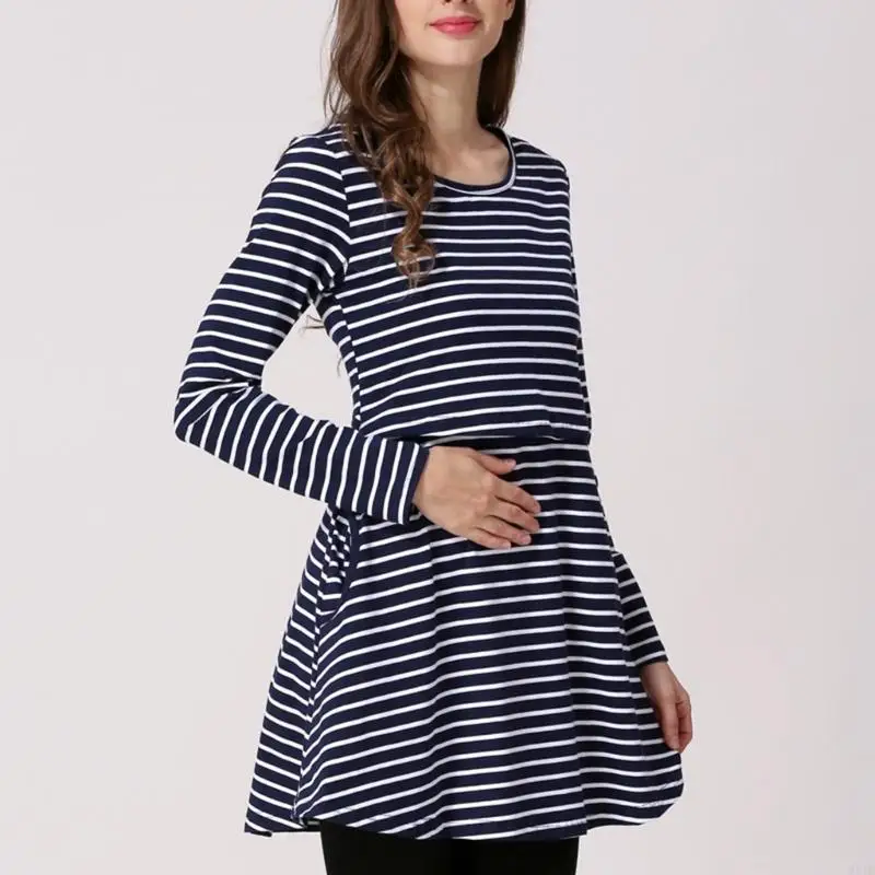 Long Sleeve Tops with Hide Nursing Access Soft Cotton Material for Comfort P31B