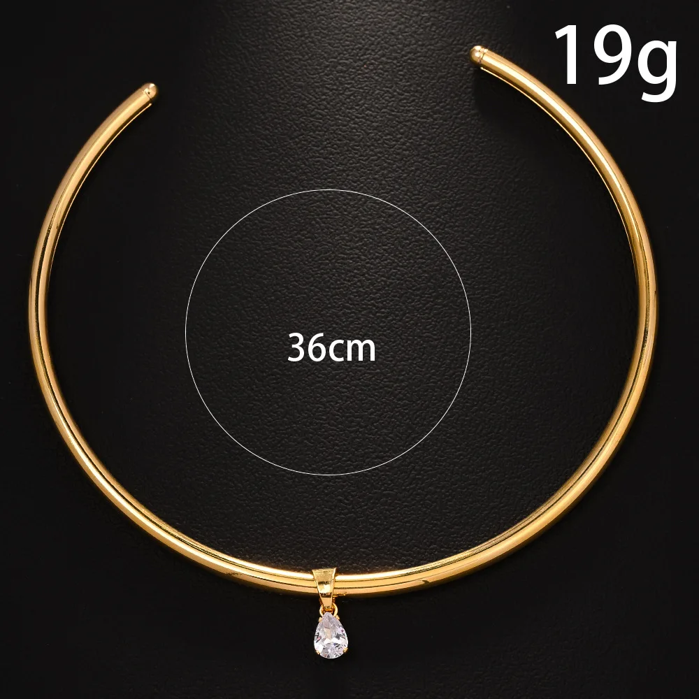 جديد الفولاذ المقاوم للصدأ Waterdrop شكل قلادة القلائد موضة مقاوم للماء هندسية طوق معدني افتتاح قلادة مجوهرات بسيطة #5